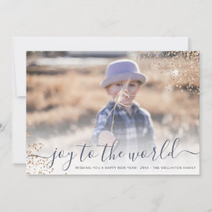 Glitter-Schrift Freude auf die Welt Neujahrsfoto Feiertagskarte