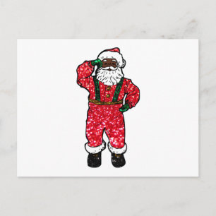 Glitter schwarzer Weihnachtsmann Feiertagspostkarte
