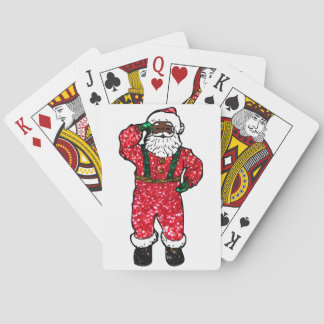 Glitter schwarzer Weihnachtsmann Spielkarten
