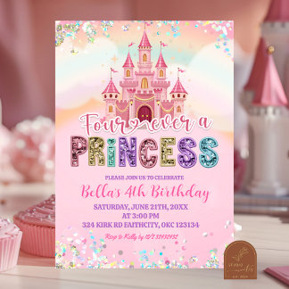 Glitter Sequin Fourever a princess birthday Einladung