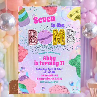 Glitter Sequin Rainbow Pastel Bath Bomb Invitation Einladung