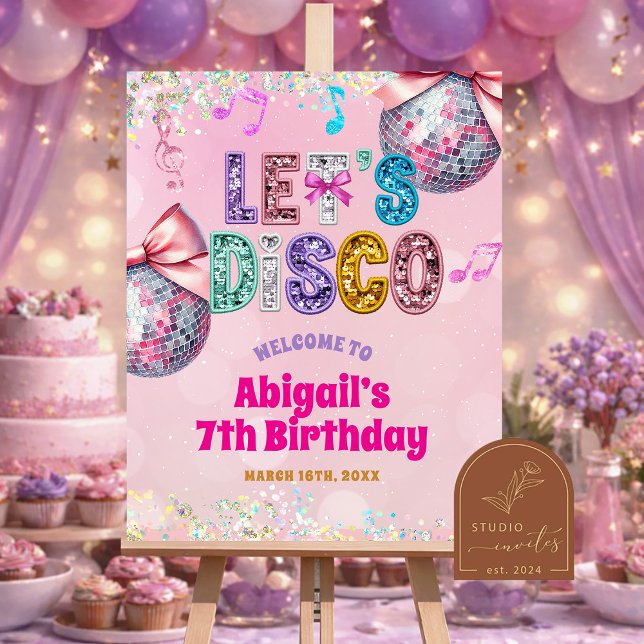 Glitter Sequins Disco Birthday Party Welcome Sign Poster (Von Creator hochgeladen)
