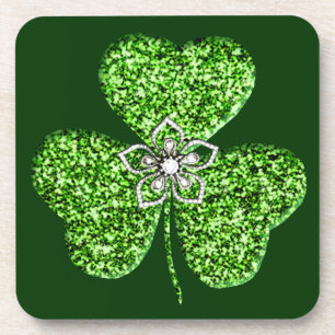 Glitter Shamrock And Flower Coasters Getränkeuntersetzer