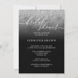 Glitter Silber SPARKle Brautparty Unterschrift Einladung
