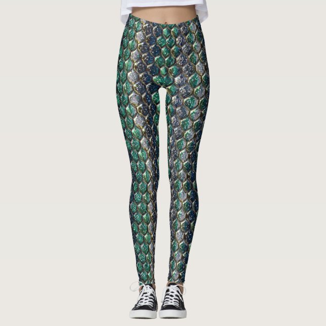 Glitter Snakeskin Pattern – Sparkling Reptile  Leggings (Vorderseite)