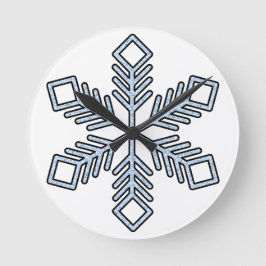 Glitter Snowflake - Baby Blue Branches Runde Wanduhr