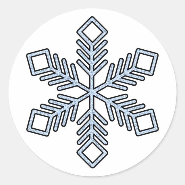 Glitter Snowflake - Baby Blue Branches Runder Aufkleber (Vorderseite)