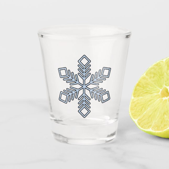 Glitter Snowflake - Baby Blue Branches Schnapsglas (Vorderseite)