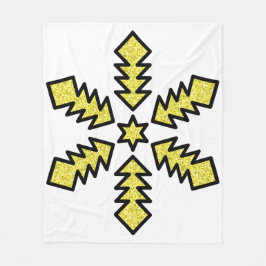 Glitter Snowflake - Yellow Star Fleecedecke