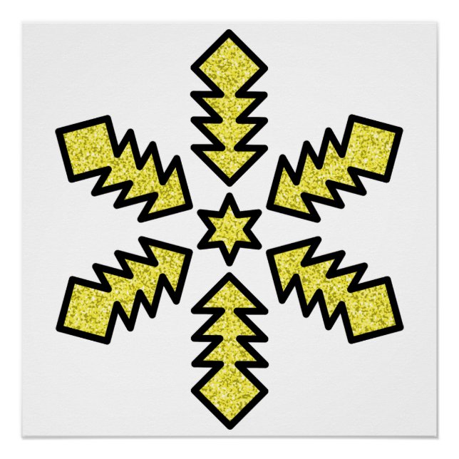 Glitter Snowflake - Yellow Star Poster (Vorderseite)