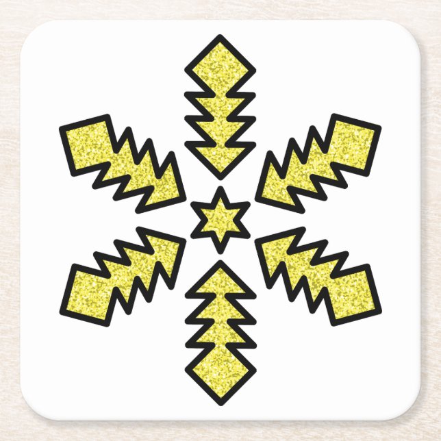 Glitter Snowflake - Yellow Star Rechteckiger Pappuntersetzer (Vorderseite)