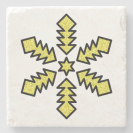 Glitter Snowflake - Yellow Star Steinuntersetzer