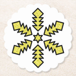 Glitter Snowflake - Yellow Star Untersetzer