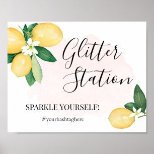 Glitter Station Zitronen Rosa Brautparty Schild