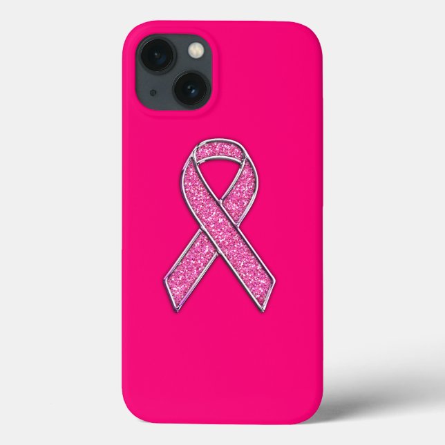 Glitter Style Pink Ribbon Awareness Design Case-Mate iPhone Hülle (Rückseite)
