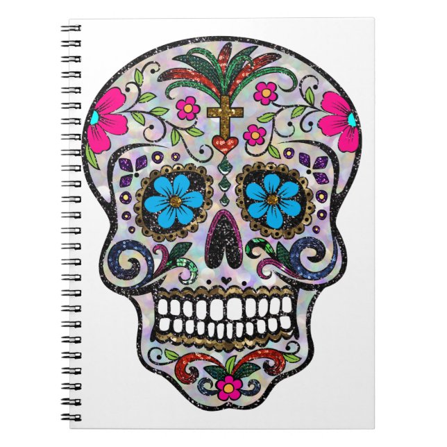 glitter Sugar Skull Notizblock (Vorderseite)