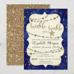 Glitter Twinkle Kleiner Stern Gold Babyparty Einladung