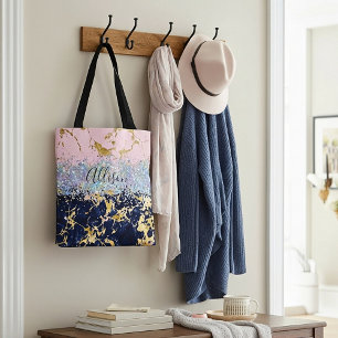 Glitter und Marmor personalisiert  Tasche