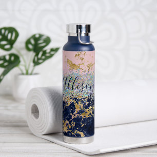 Glitter und Marmor personalisiert  Trinkflasche