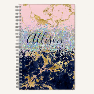 Glitter- und Marmor-personalisiertes Journal Notizbuch