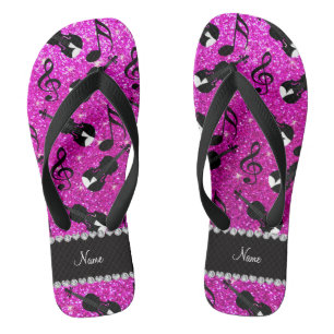 Glitter-Violinen-NeonMusiknoten des individuellen Flip Flops