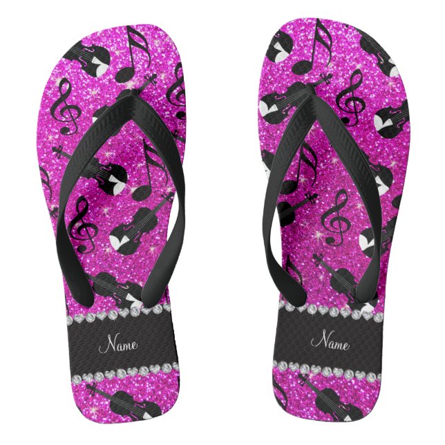 Glitter-Violinen-NeonMusiknoten des individuellen Flip Flops (Fußbett)