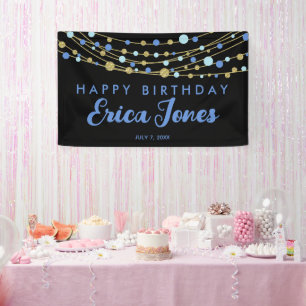 Glitterblau goldschwarz eleganter moderner Geburts Banner