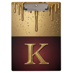 Glitterbuchstabe K Monogramm mit tröpfelnder Flüss Klemmbrett