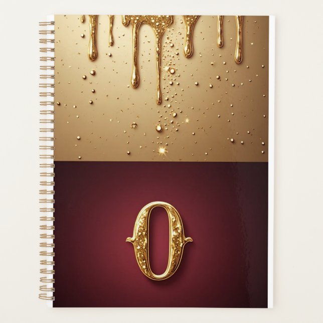 Glitterbuchstabe O Monogramm mit tropfender Flüssi Planer (Vorderseite)