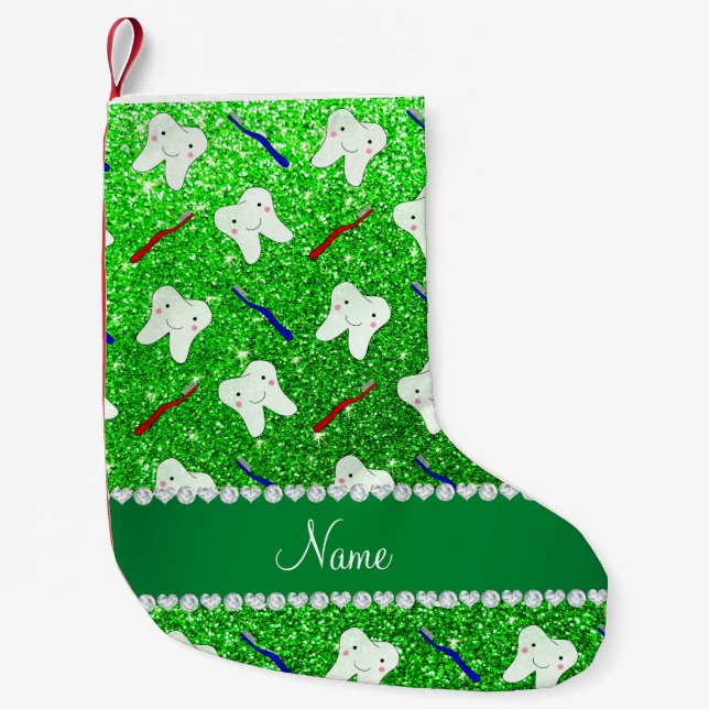 Glitterbürsten und -zahn des individuellen Namens Kleiner Weihnachtsstrumpf (Vorderseite)