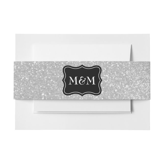 Glitterdruckumschlag-Bauchband des Monogramms Einladungsbanderole (Vorderseite Beispiel)