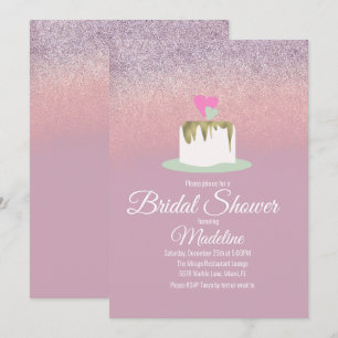Glitterfolie Hochzeitstorte Eine Etage Brautparty Einladung