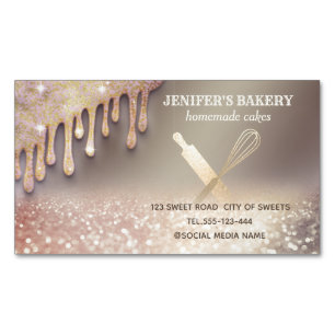 Glittergold Walzen Button Whisky Koch Bäckerei Magnetische Visitenkarte