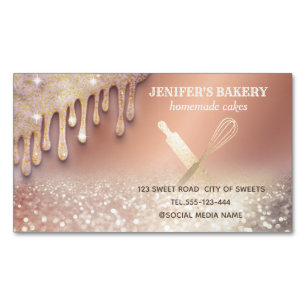 Glittergold Walzen Button Whisky Koch Bäckerei Magnetische Visitenkarte
