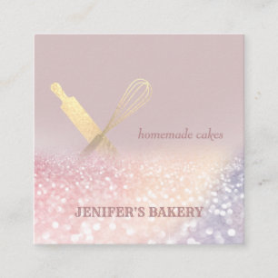 Glittergold Walzen Button Whisky Koch Bäckerei Quadratische Visitenkarte