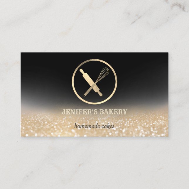 Glittergold Walzen Button Whisky Koch Bäckerei Visitenkarte (Vorderseite)