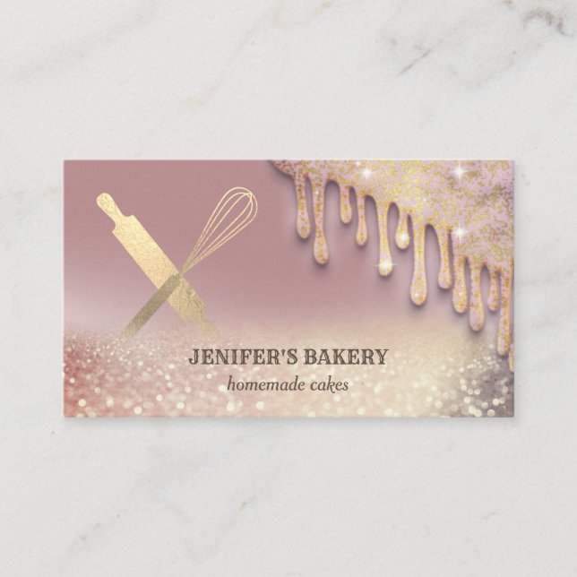 Glittergold Walzen Button Whisky Koch Bäckerei Visitenkarte (Vorderseite)