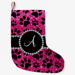 Glitterhundeneontatzen des heißen Rosas des Kleiner Weihnachtsstrumpf