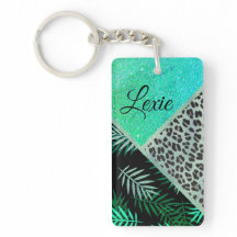 Glitterie Aquamarin tropischen Leopard Personalisi