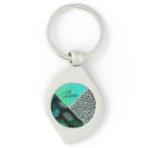 Glitterie Aquamariner tropischer Leopard-Druck kun