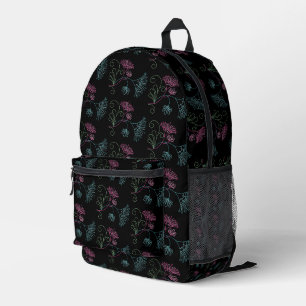 Glitterie-Blume-Design auf schwarz Bedruckter Rucksack