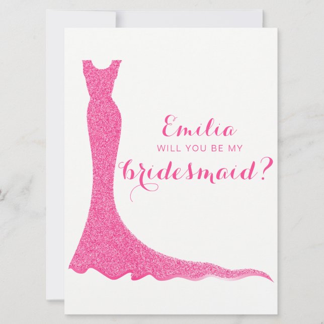Glitterie-Brautkleid Einladung (Vorderseite)