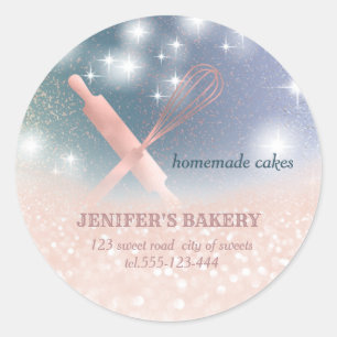 Glitterie Funkeln Button & Whisk Koch Bäckerei Runder Aufkleber
