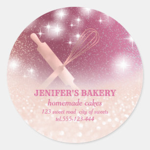 Glitterie Funkeln Button & Whisk Koch Bäckerei Runder Aufkleber