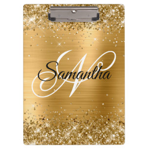 Glitterie Gold Extravagant Monogram Klemmbrett