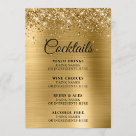 Glitterie Gold Foil Cocktails Bar Menükarte