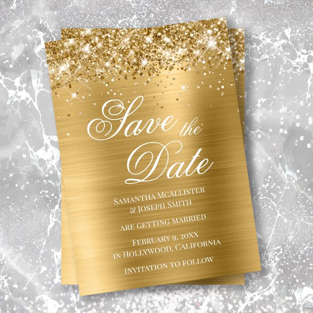 Glitterie Gold Foil Foto Save the Date Einladung (Von Creator hochgeladen)