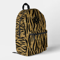 Glitterie Gold, Schwarz Zebra Muster Monogram