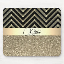 Glitterie Gold und Schwarz Zickzack Personalisiert