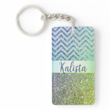 Glitterie grün und Lila Zickzack Personalisiert